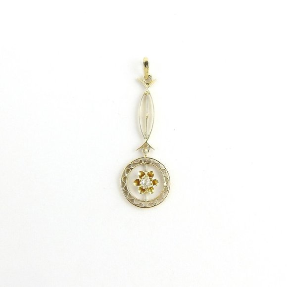 Vintage 14 Karat Yellow Gold and Diamond Pendant - Picture 2 of 7